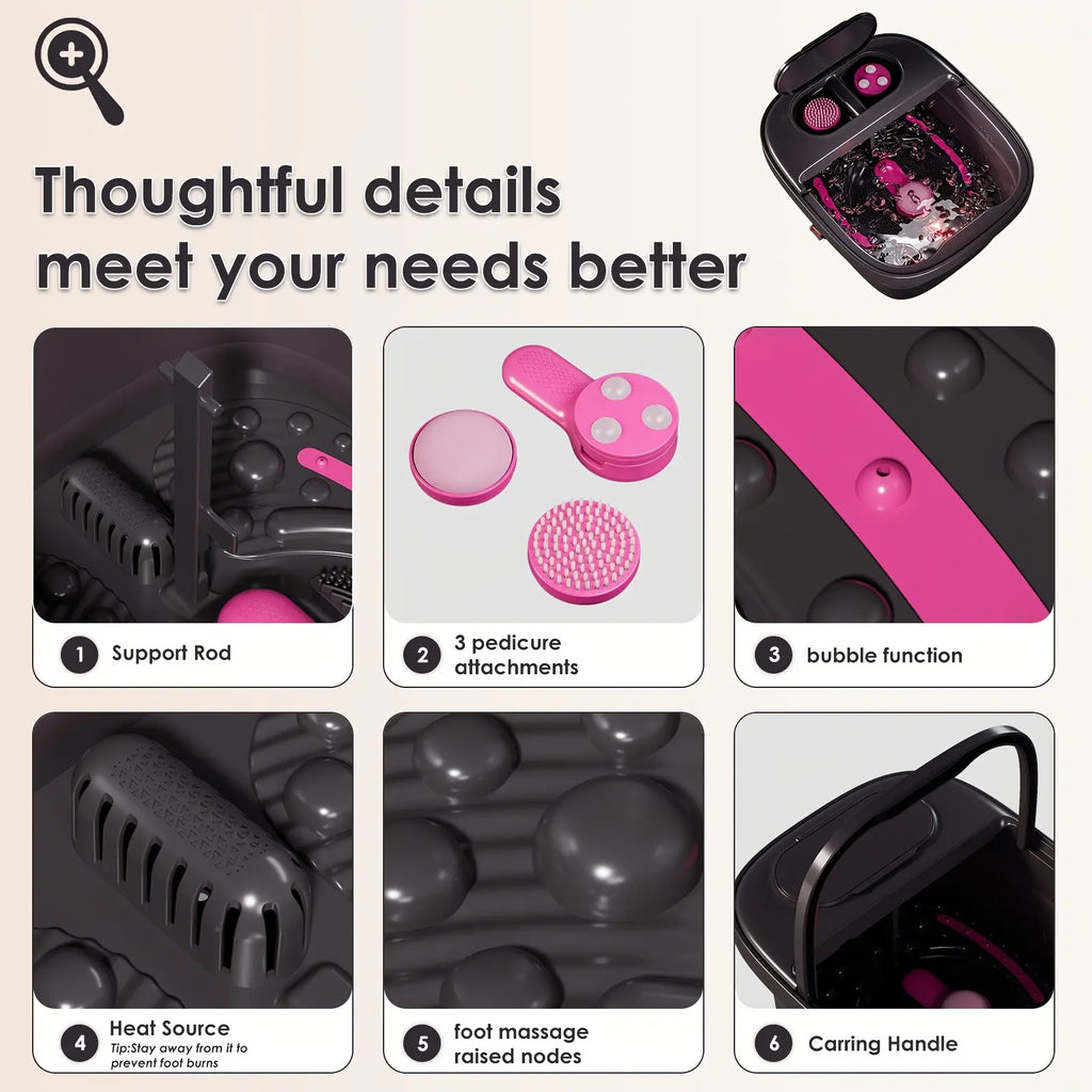 Foldable, Self-Heating Foot Cleaner Machine; Temperature-Controlled Foot Basin with Massage Rollers, Bubbles, and a Removable Footrest—The Perfect Gift for Family and Friends, and an Excellent Choice for Mother'S Day Gifts.