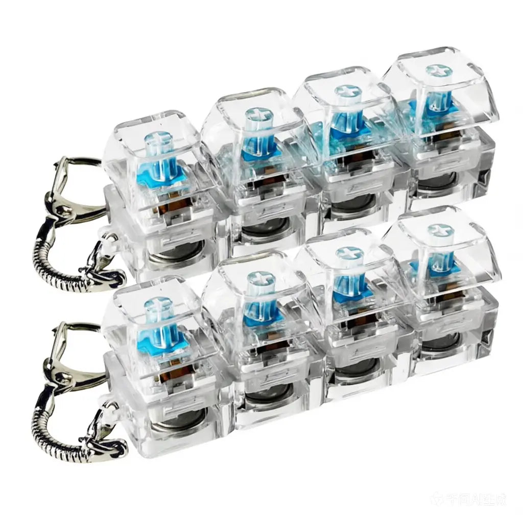 Keyboard Fidget Toy with LED Light, Keyboard Fidget Keychain 4-In-1 Keyboard Decompression Button Finger Clicker Toys, Button Stress Relief Fidget Gifts to Relief Stress