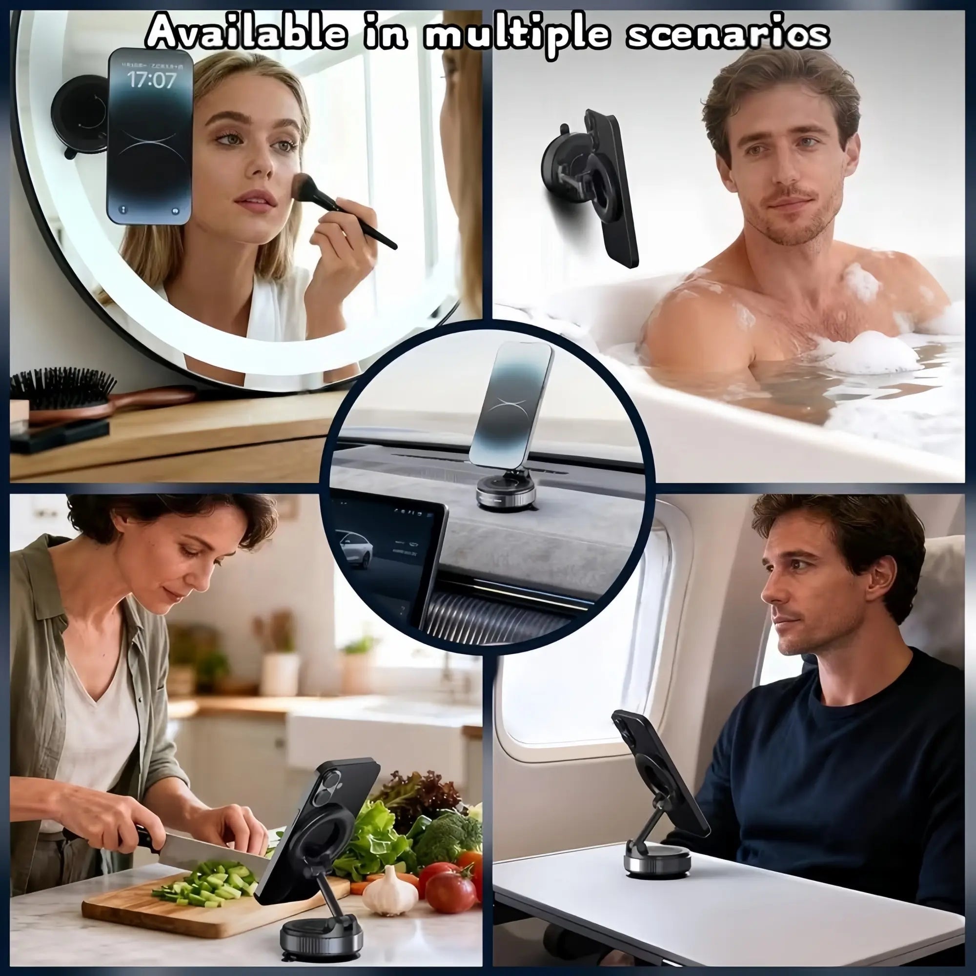 360° Rotating Magnetic Phone Stand, Foldable and Adjustable, Suitable for Car, Desk, Glass Screen, Secure Metal Support, Multi-Scene Use