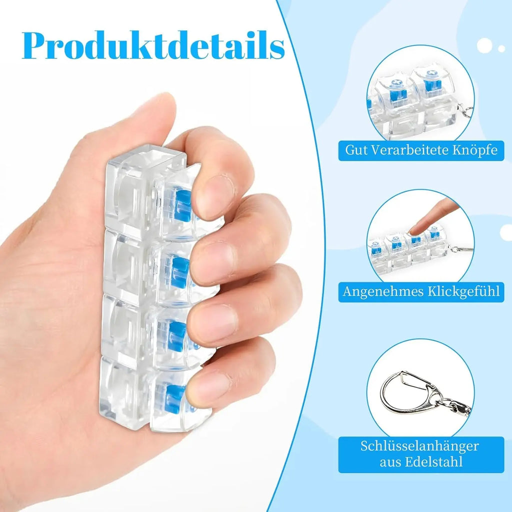 Keyboard Fidget Toy with LED Light, Keyboard Fidget Keychain 4-In-1 Keyboard Decompression Button Finger Clicker Toys, Button Stress Relief Fidget Gifts to Relief Stress