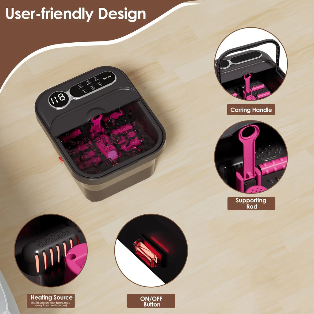 Foldable, Self-Heating Foot Cleaner Machine; Temperature-Controlled Foot Basin with Massage Rollers, Bubbles, and a Removable Footrest—The Perfect Gift for Family and Friends, and an Excellent Choice for Mother'S Day Gifts.