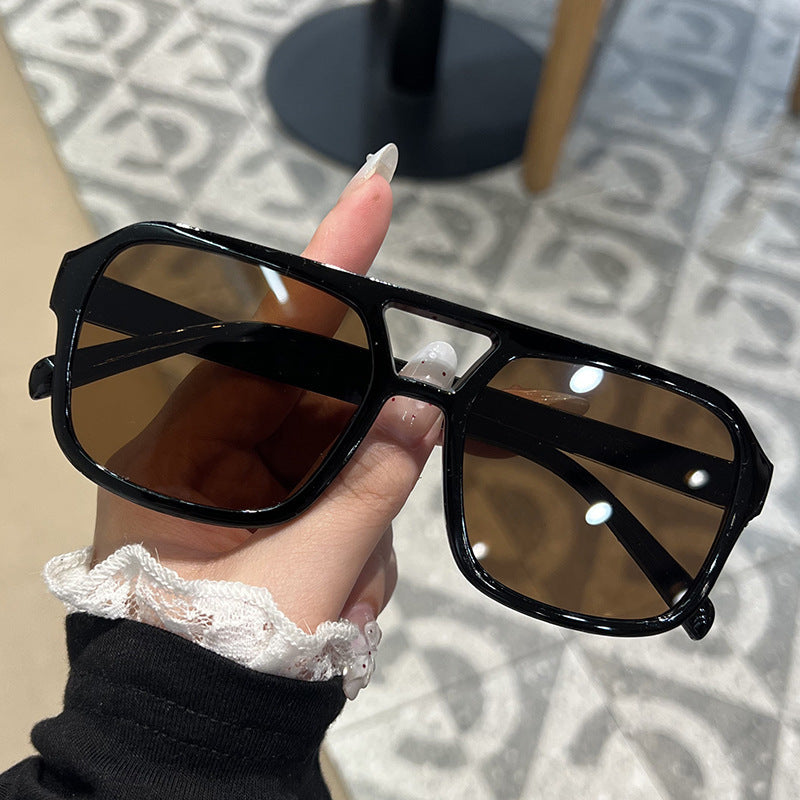 Retro Square Sunglasses – Double Bridge UV Protection, Multi-Color Lens Options