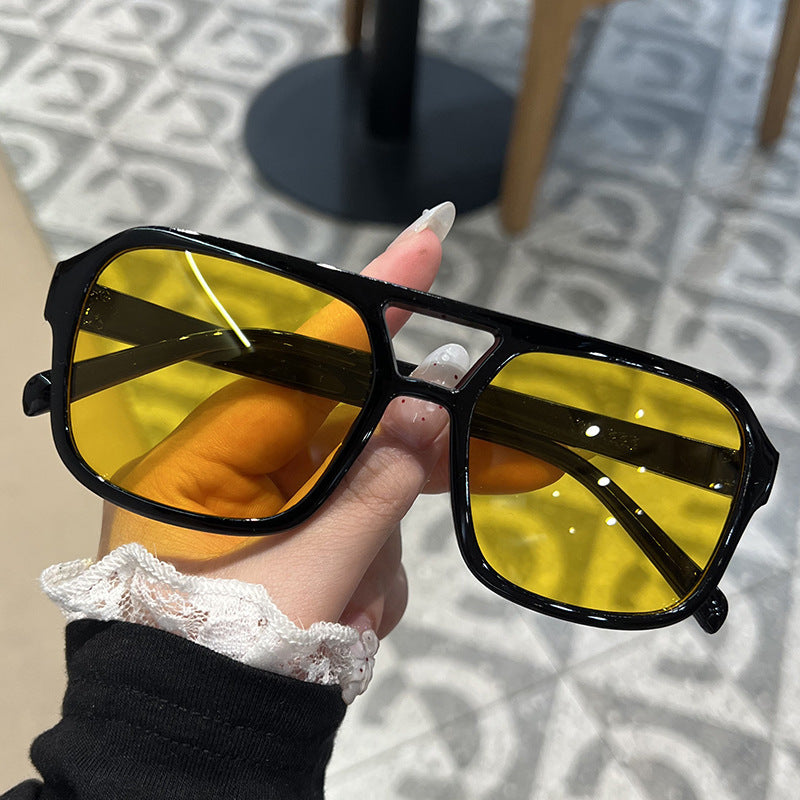 Retro Square Sunglasses – Double Bridge UV Protection, Multi-Color Lens Options
