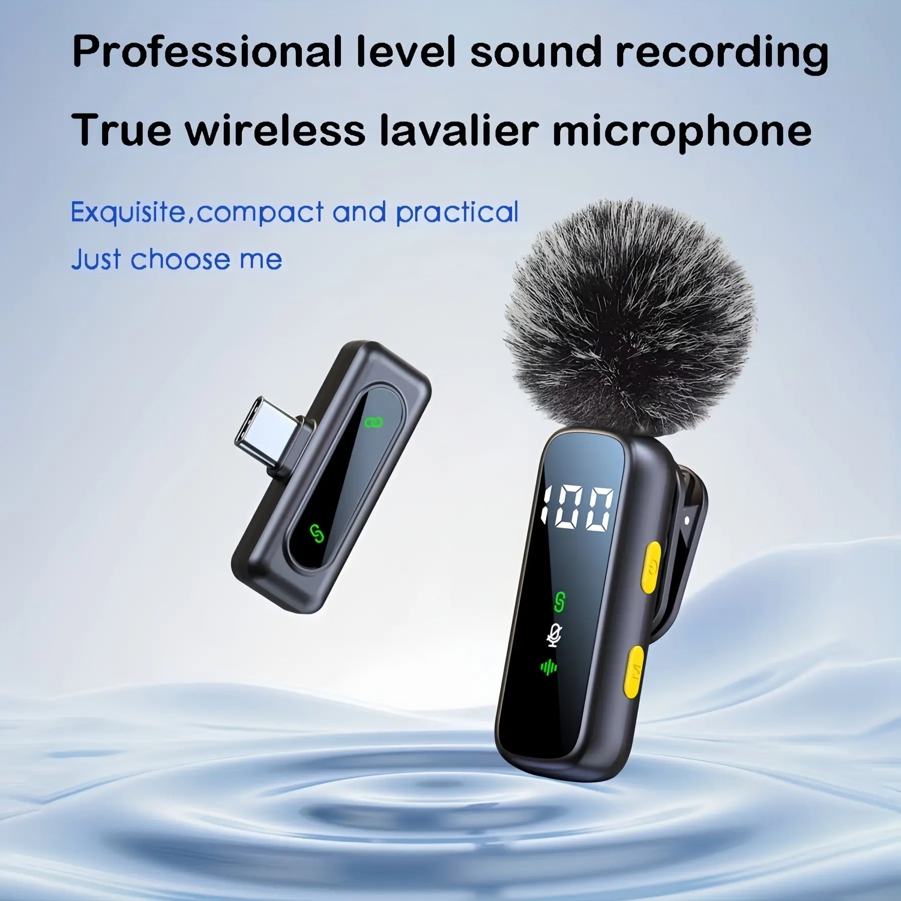 Wireless Mini Lapel Microphone with Plug - Rechargeable Receiver, Adapter, 360° Omnidirectional Audio, 14H Battery, Noise Reduction, Portable Mic for Lightning/Usb Type-C Smartphones, Digital Camera Video Recording, Vlogging