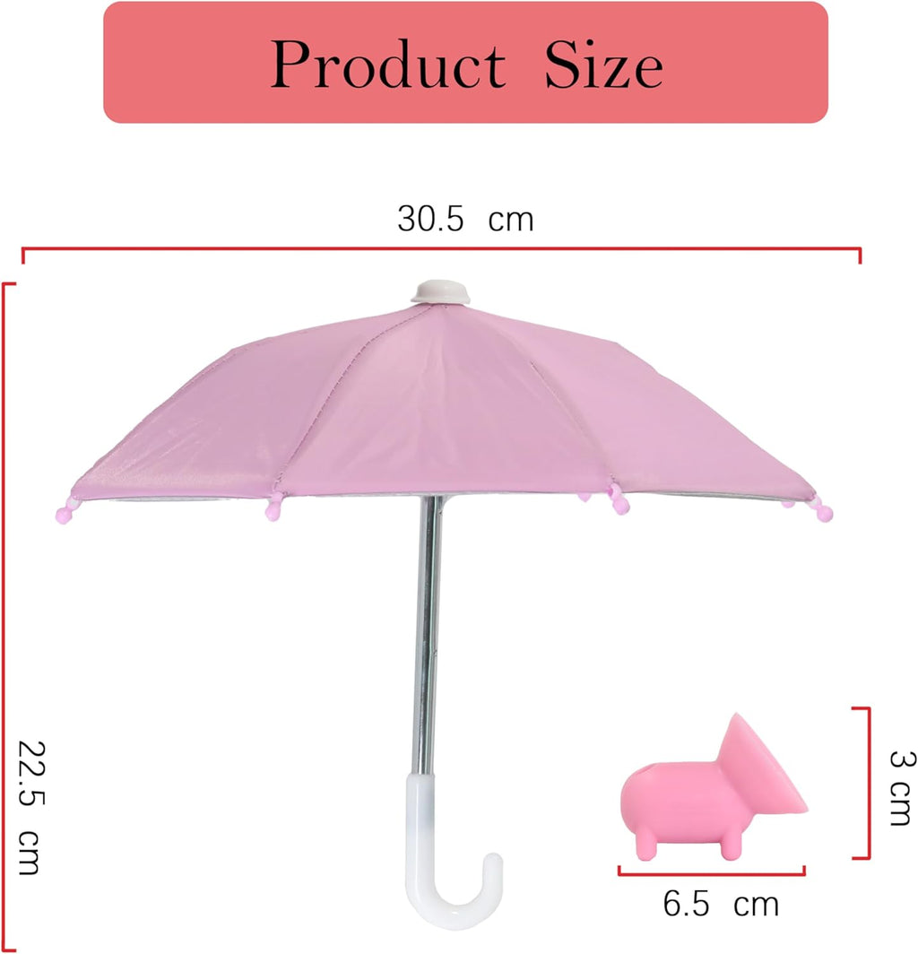 Cell Phone Umbrella for Sun Shade, Universal Adjustable Stand with Cute Piggy Suction Cup, Outdoor Anti-Reflective Glare Blocking Cell Phone Sun Visor, Pink
