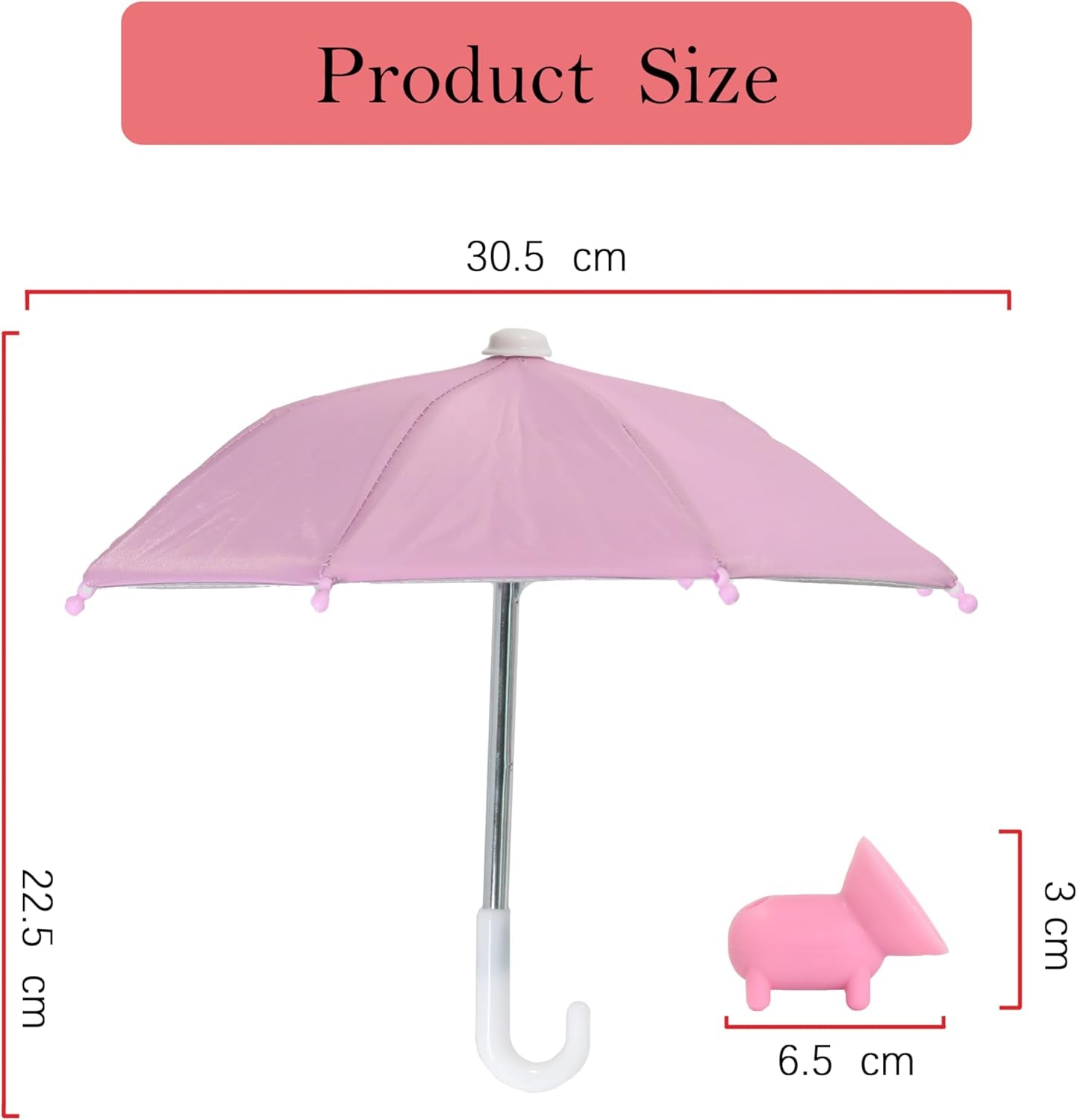 Cell Phone Umbrella for Sun Shade, Universal Adjustable Stand with Cute Piggy Suction Cup, Outdoor Anti-Reflective Glare Blocking Cell Phone Sun Visor, Pink