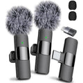 2 Pcs Wireless Mini Microphones for Iphone, Android, Ipad - Mini Wireless Clip-On Microphones Crystal Clear Sound Quality for Recording, Live Streaming,Vlog Microfono Minimic Usb C Interface Smartphone