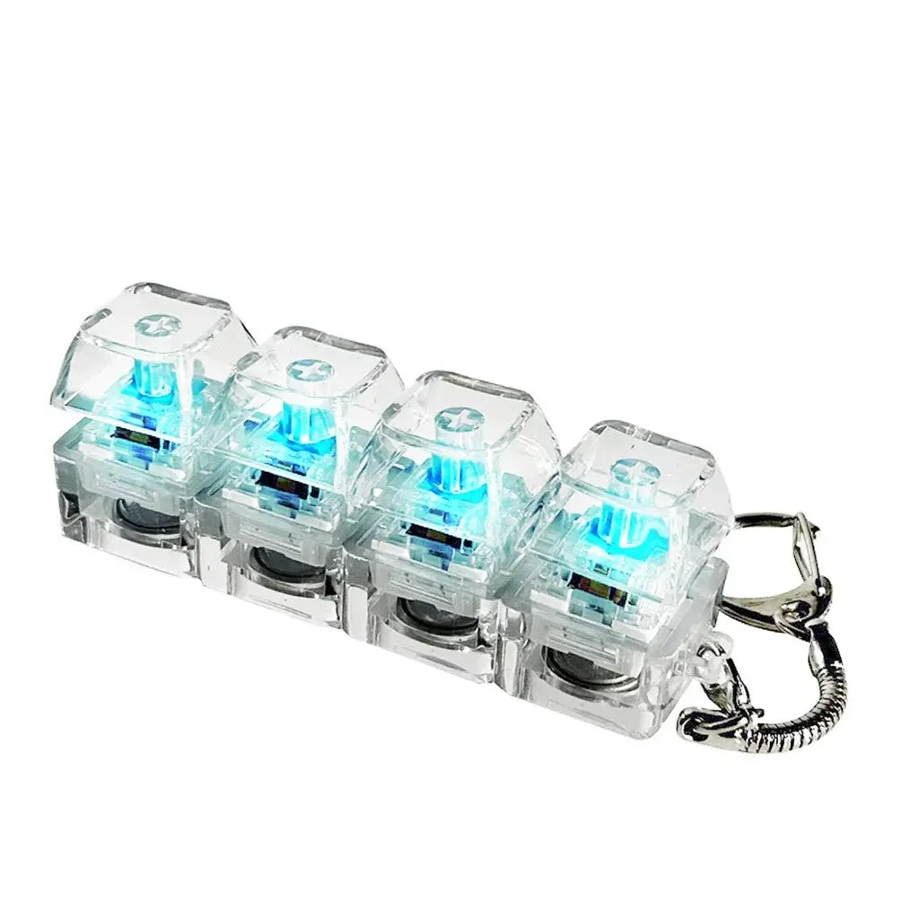 Keyboard Fidget Toy with LED Light, Keyboard Fidget Keychain 4-In-1 Keyboard Decompression Button Finger Clicker Toys, Button Stress Relief Fidget Gifts to Relief Stress