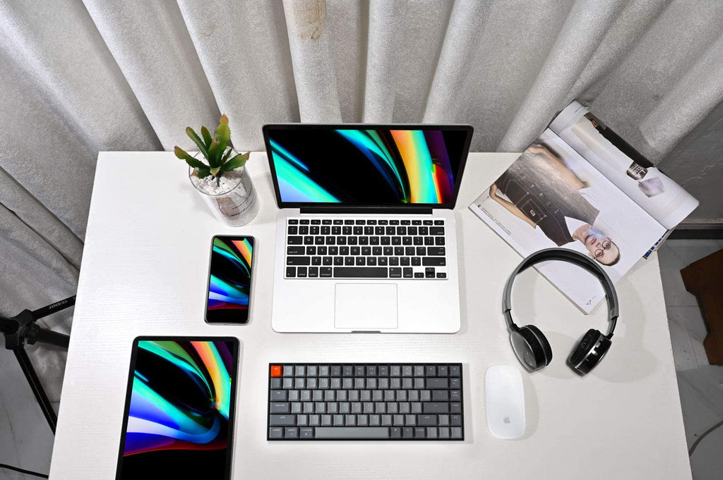K2 75% Layout RGB Bluetooth Wireless Mechanical Keyboard with  Super Brown Switch/Anti Ghosting/N-Key Rollover, Compact 84 Keys USB Wired Gaming Keyboard for Mac Windows-Version 2