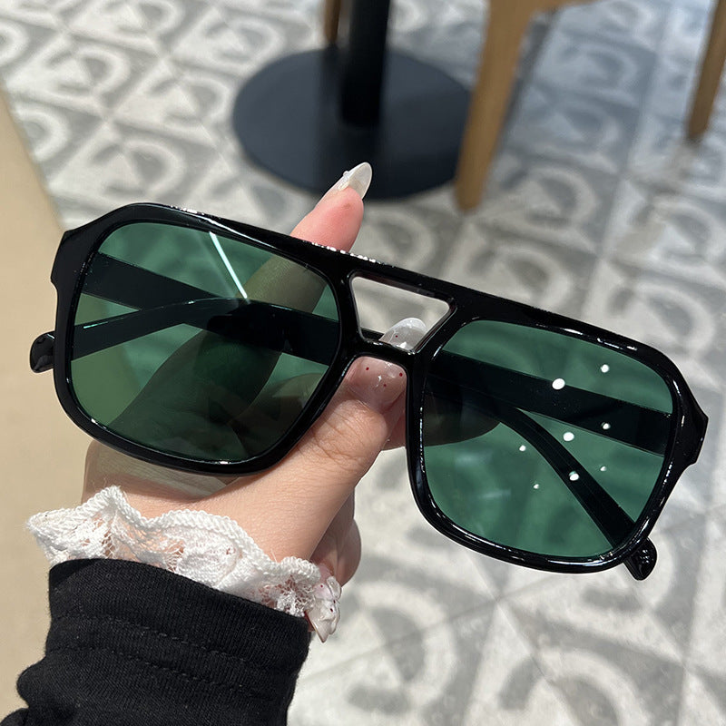 Retro Square Sunglasses – Double Bridge UV Protection, Multi-Color Lens Options