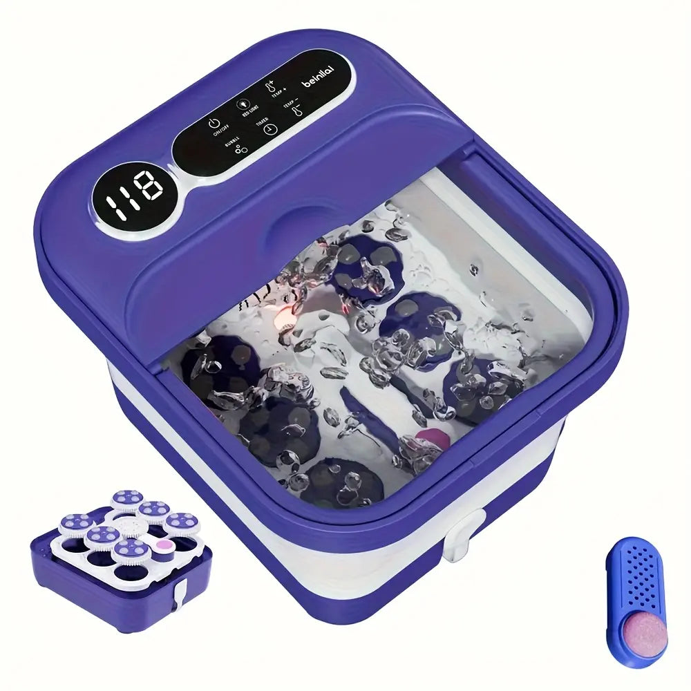 Foldable, Self-Heating Foot Cleaner Machine; Temperature-Controlled Foot Basin with Massage Rollers, Bubbles, and a Removable Footrest—The Perfect Gift for Family and Friends, and an Excellent Choice for Mother'S Day Gifts.