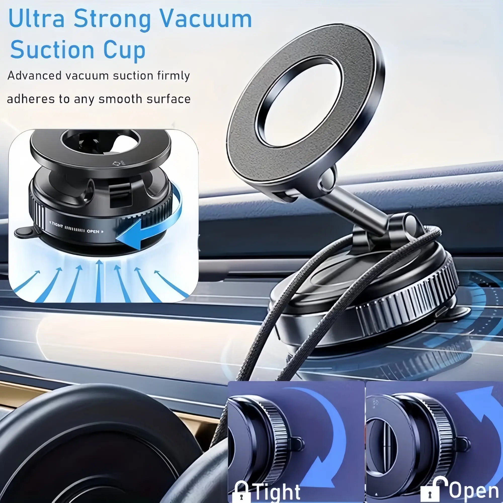 360° Rotating Magnetic Phone Stand, Foldable and Adjustable, Suitable for Car, Desk, Glass Screen, Secure Metal Support, Multi-Scene Use