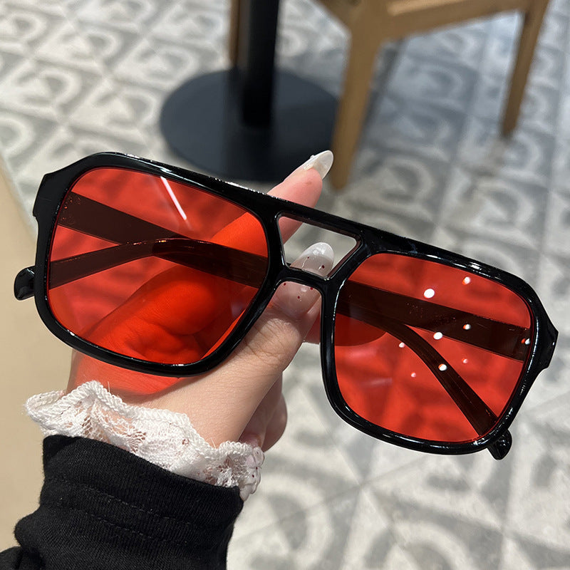 Retro Square Sunglasses – Double Bridge UV Protection, Multi-Color Lens Options