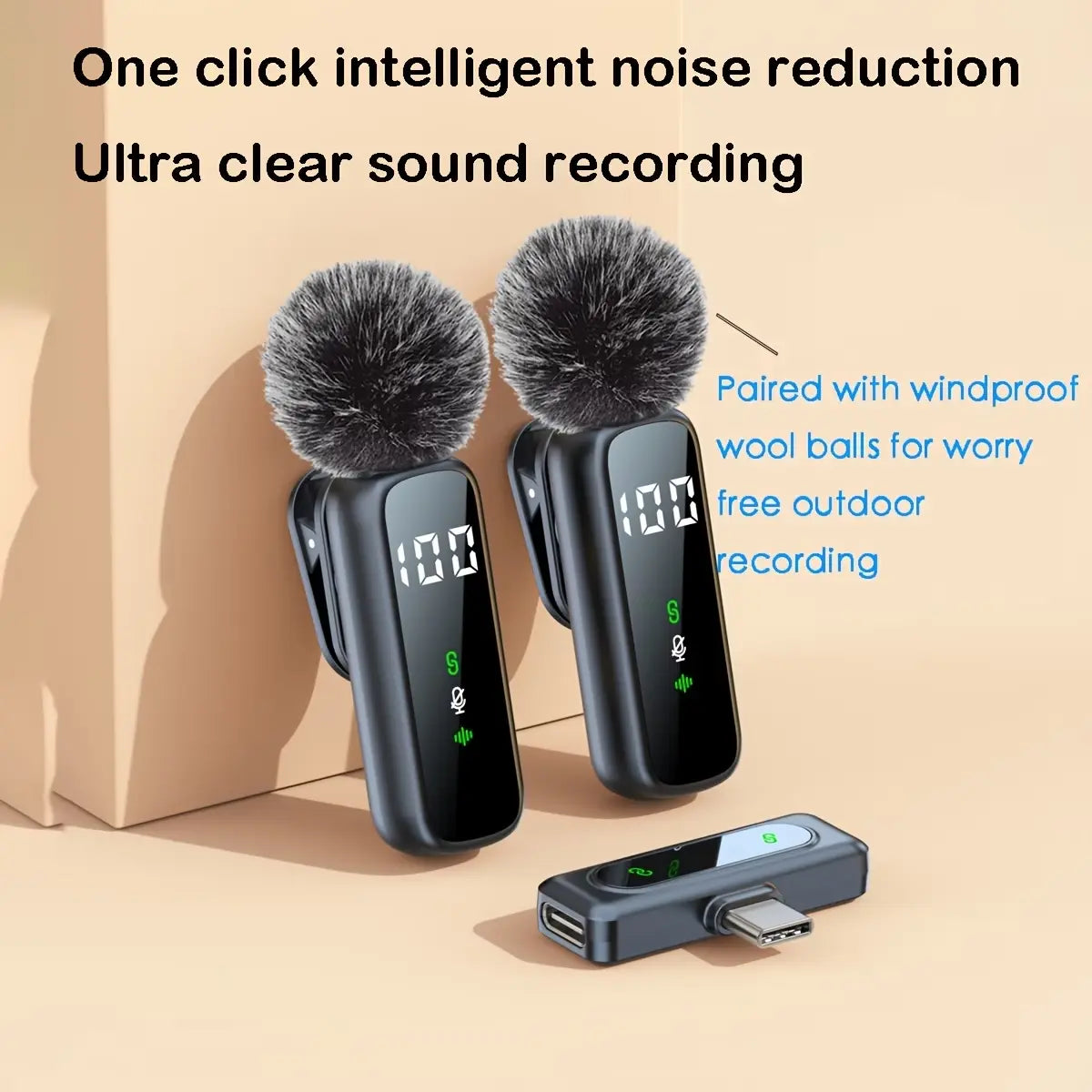 Wireless Mini Lapel Microphone with Plug - Rechargeable Receiver, Adapter, 360° Omnidirectional Audio, 14H Battery, Noise Reduction, Portable Mic for Lightning/Usb Type-C Smartphones, Digital Camera Video Recording, Vlogging