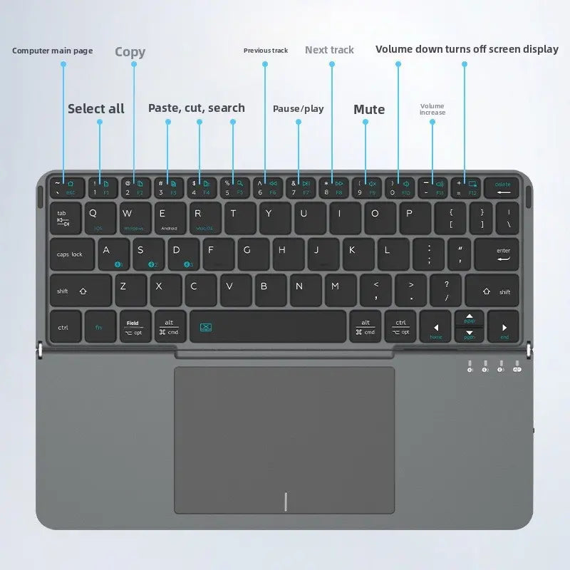 Portable Wireless BT Foldable Keyboard New Detachable Leather Stand for Tablet Phone Touch Typing Mini Keyboard with Ergonomic Design Summervibes, External Keyboard, Ergonomic Keyboard Pad