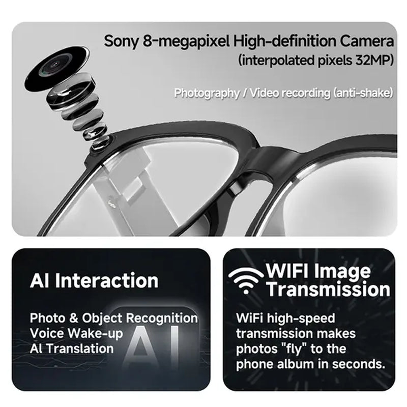 KPEP Smart AI Camera Glasses with 8MP Photochromic Lenses, Button Touch Adjustment for Travel Outdoor Adventures Hands-Free Photography 160+Languages Real-Time Translation Bluetooth Wireless Wearable Video Recording, Summervibes, Mother'S Day Gifts