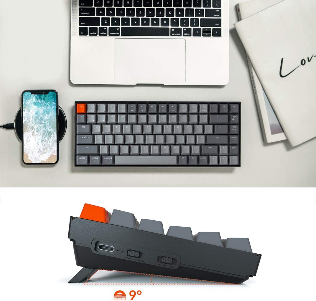 K2 75% Layout RGB Bluetooth Wireless Mechanical Keyboard with  Super Brown Switch/Anti Ghosting/N-Key Rollover, Compact 84 Keys USB Wired Gaming Keyboard for Mac Windows-Version 2
