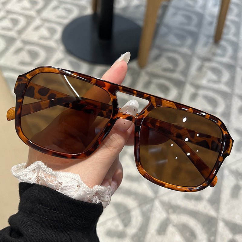 Retro Square Sunglasses – Double Bridge UV Protection, Multi-Color Lens Options