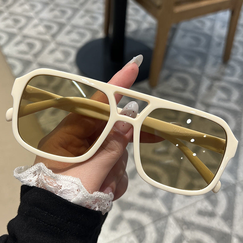 Retro Square Sunglasses – Double Bridge UV Protection, Multi-Color Lens Options