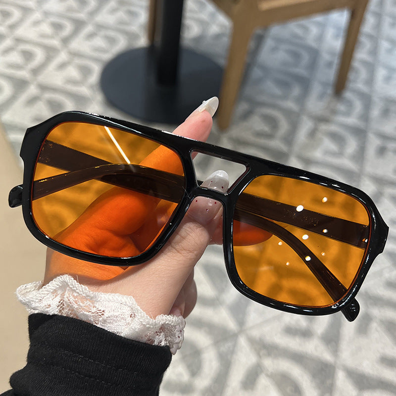 Retro Square Sunglasses – Double Bridge UV Protection, Multi-Color Lens Options